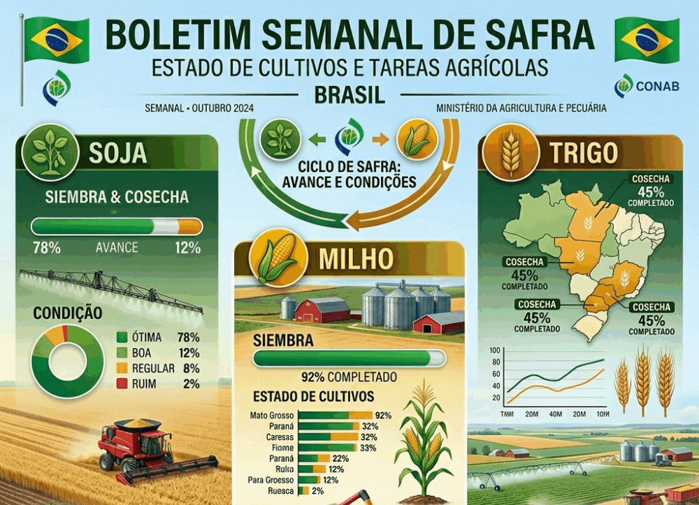 Avance de tareas y condiciones de cultivos en Brasil al 04/04