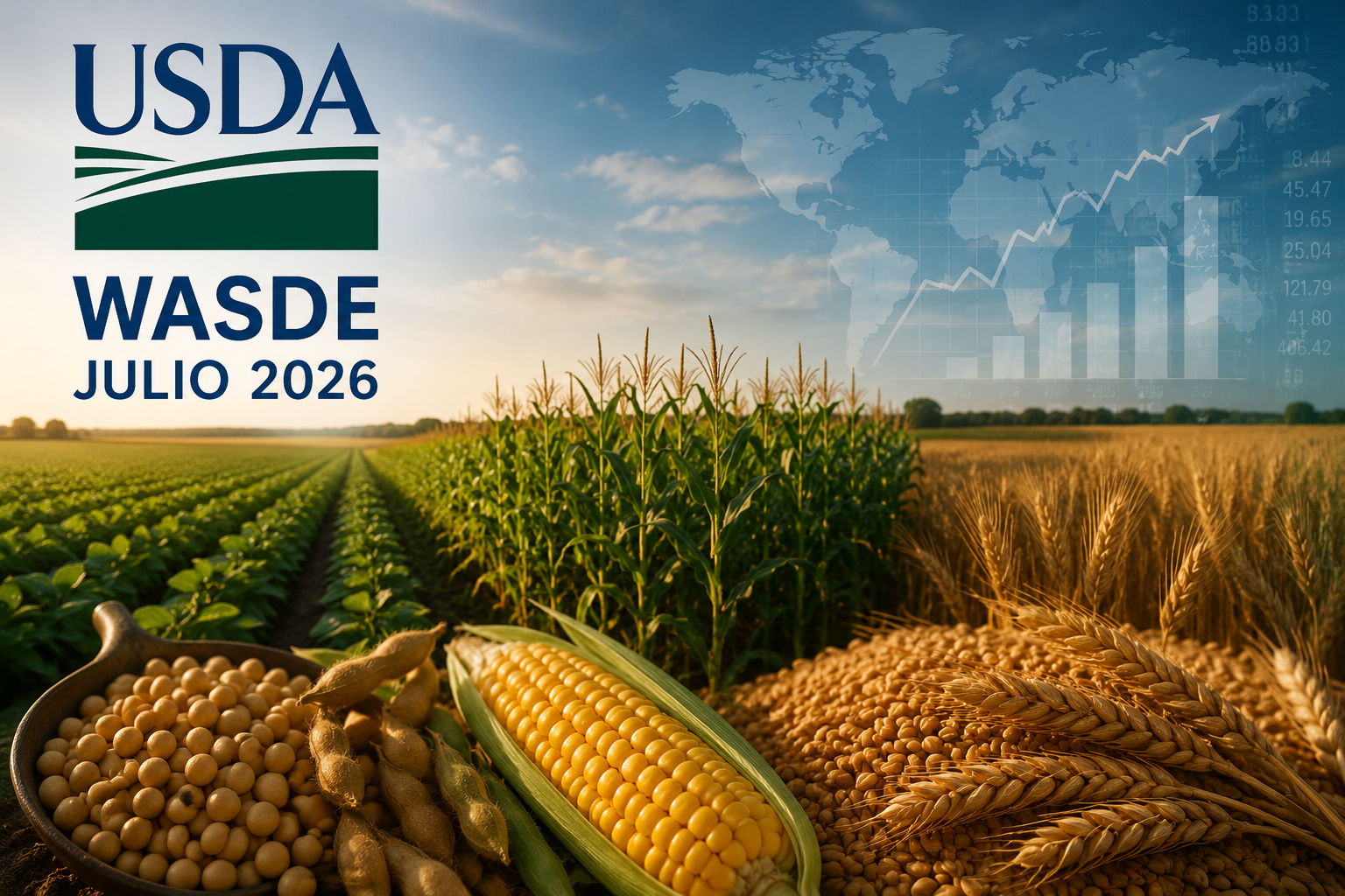 EL USDA RATIFICÓ EL ESCENARIO PREVISTO: NEUTRAL PARA SOJA Y CON UN SESGO MÁS FAVORABLE PARA MAÍZ Y TRIGO